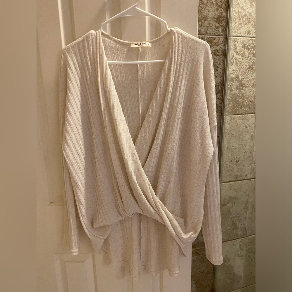 Mikey and Joey ribbed cream blouse